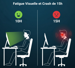 Fatigue visuelle à partir de 15h